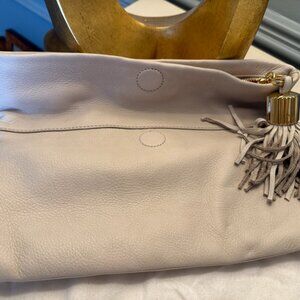 Brand New INDIA HICKS CARMEN CLUTCH W/ Removable Tassel Color Stone Leather
